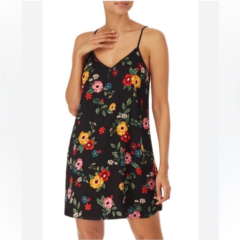 Room Service Black Floral Chemise Size S